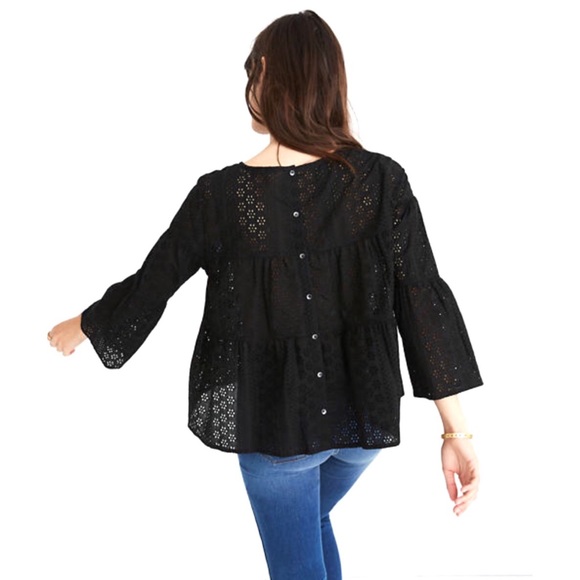 Madewell Tops - MADEWELL | Tiered Button Back Eyelet Top